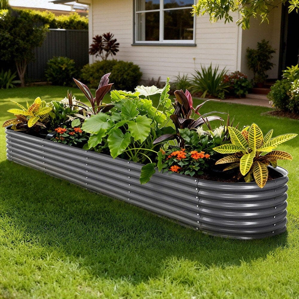 Green Fingers Garden Bed 320x80x42cm Oval Planter Box Raised Container