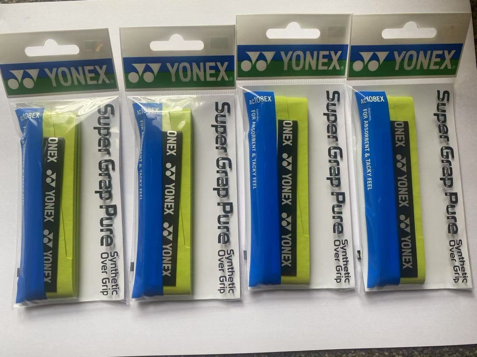 4 X Yonex Super Grap Pure Ac108ex For Absorbent &tacky Feel Ct Green