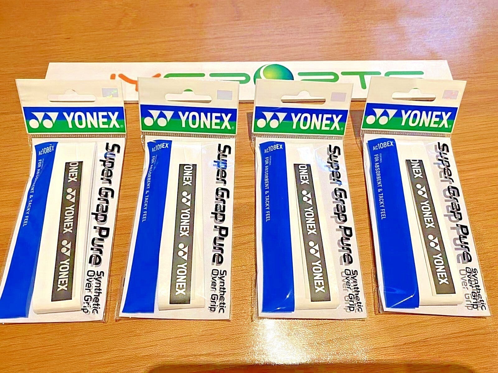 4 X Yonex Super Grap Pure Ac108ex For Absorbent &tacky Feel White