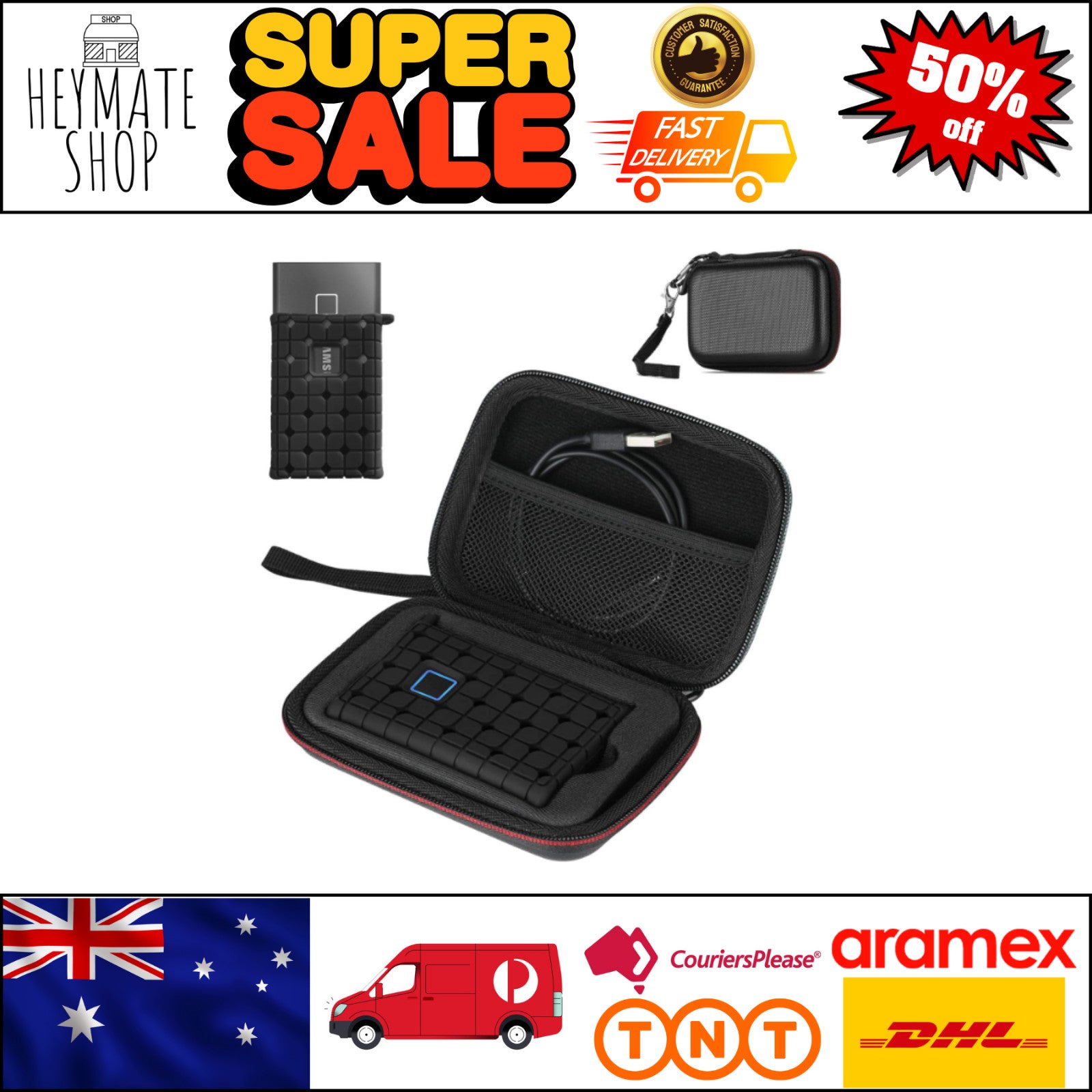 Procase Samsung T7 / T7 Touch Portable Ssd Carrying Case W/ Silicone