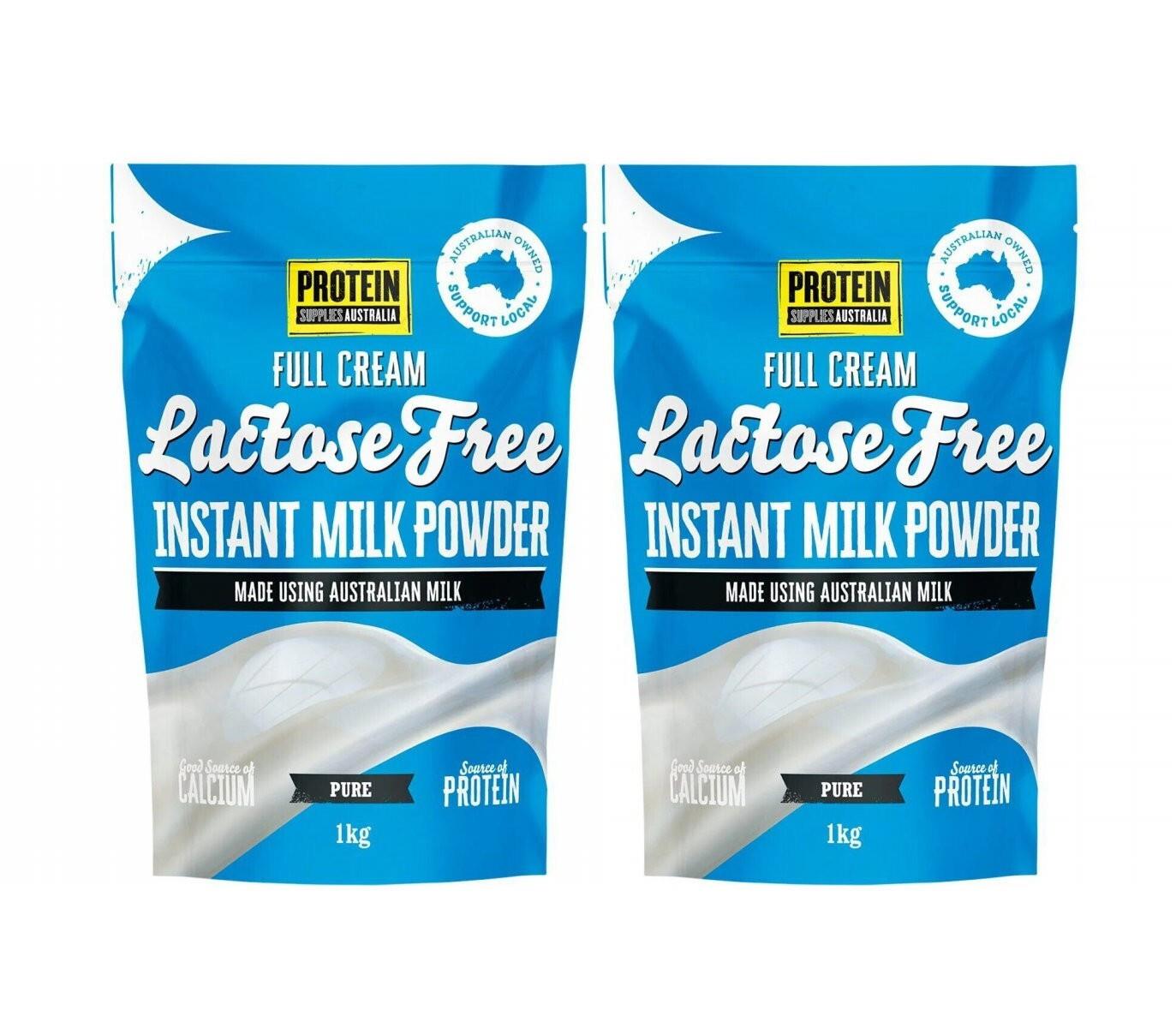 2 X Protein Supplies Australia Lactose Free Instant Milk Powder Pure