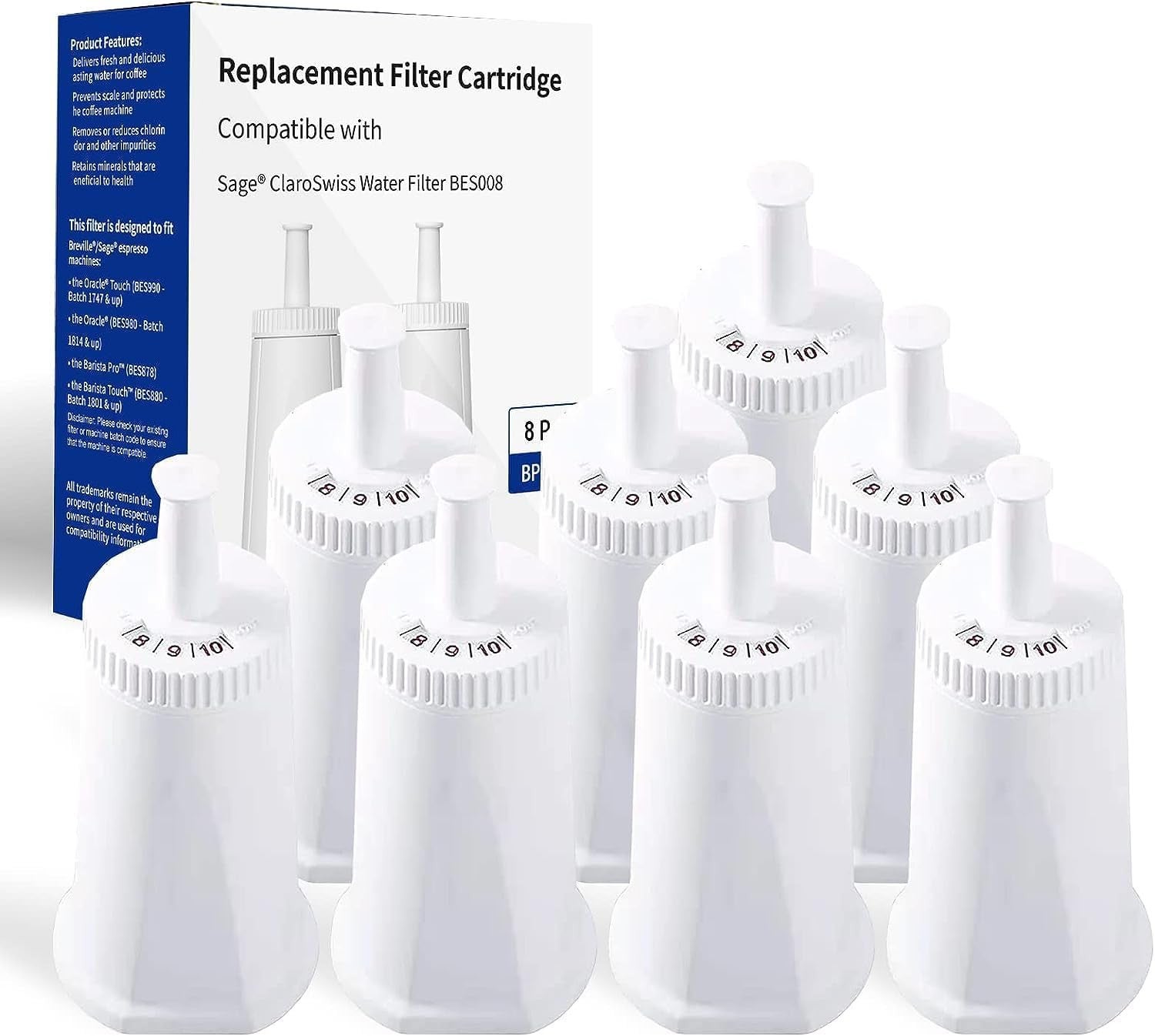 Vexlny Replacement Water Filter - 6 Pack For Breville Oracle Touch &