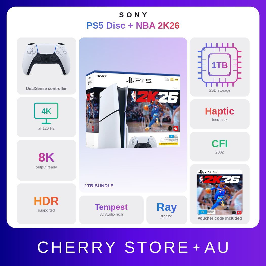 Ps5 Playstation 5 (slim) Disc Disk Console + Nba 2k26 Bundle