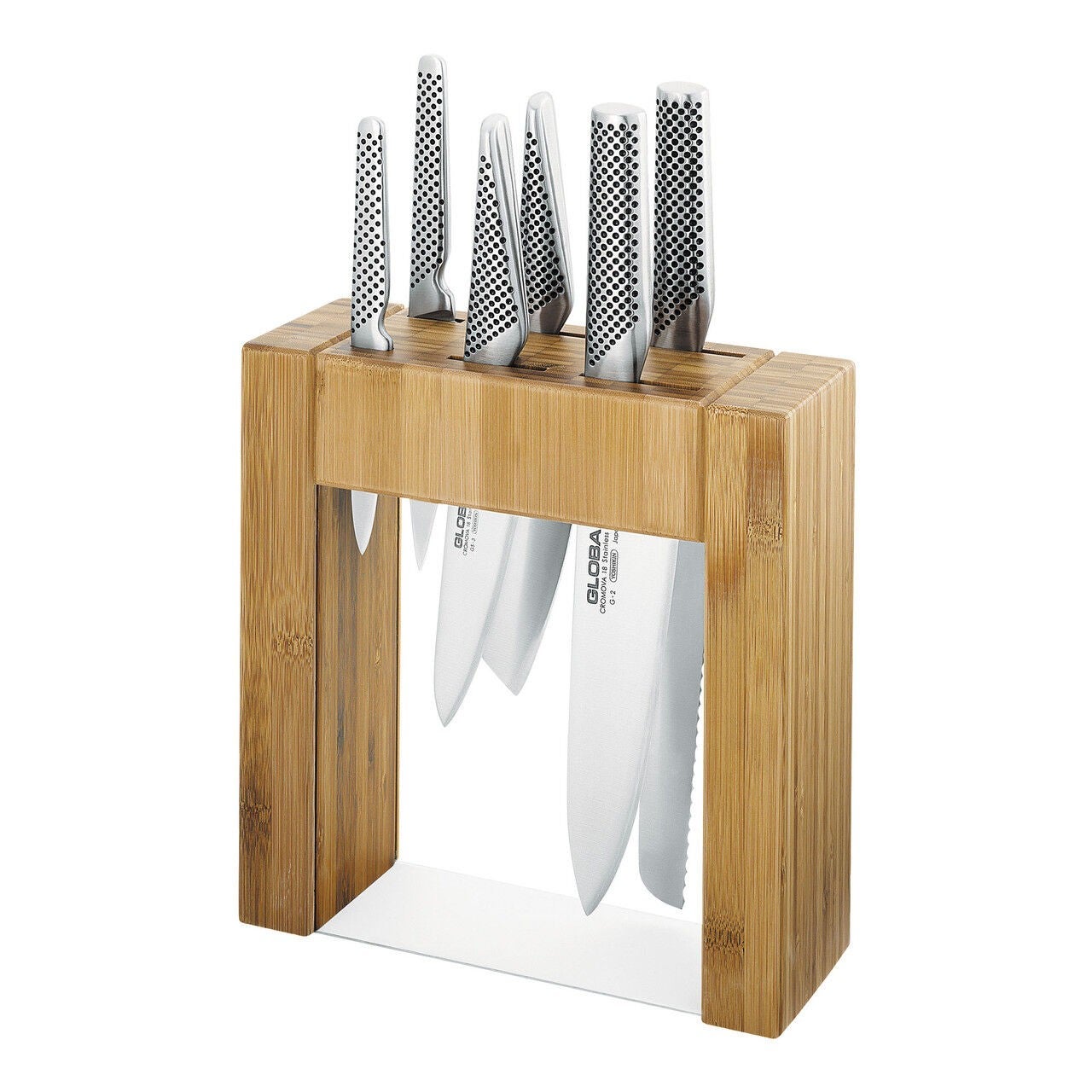 Global Ikasu V 7 Piece Knife Block Set Cut Slice Chop Store