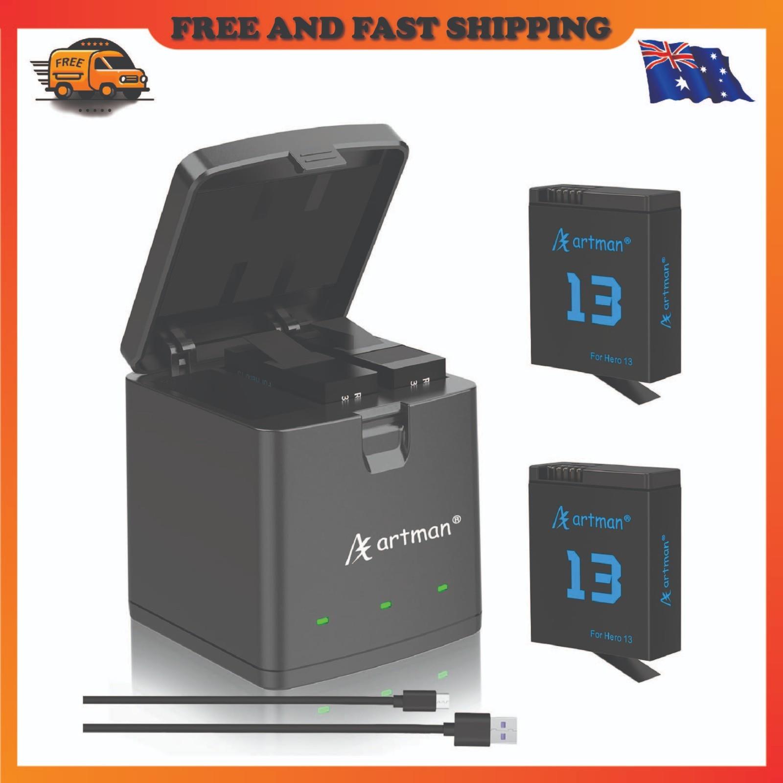 Artman Hero 13 Batteries 2100mah + Led 3-slot Usb-c Charger Gopro Hero