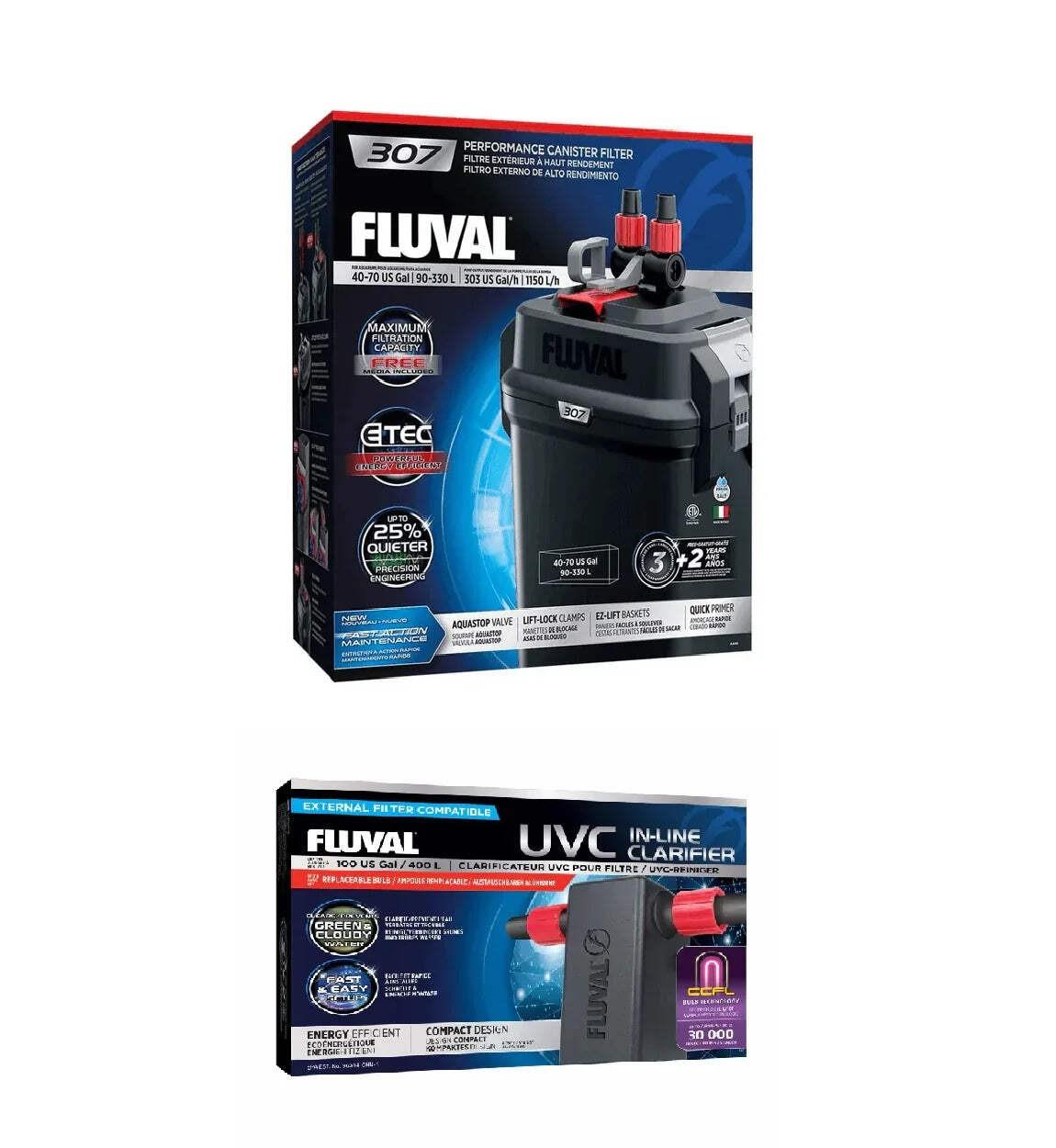 Fluval 307 Aquarium Filter With Uvc Steriliser Clear Water