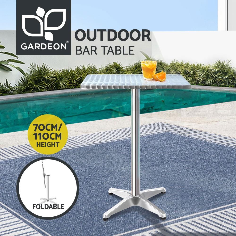 Gardeon Outdoor Bar Table Furniture Adjustable Aluminium Pub Square