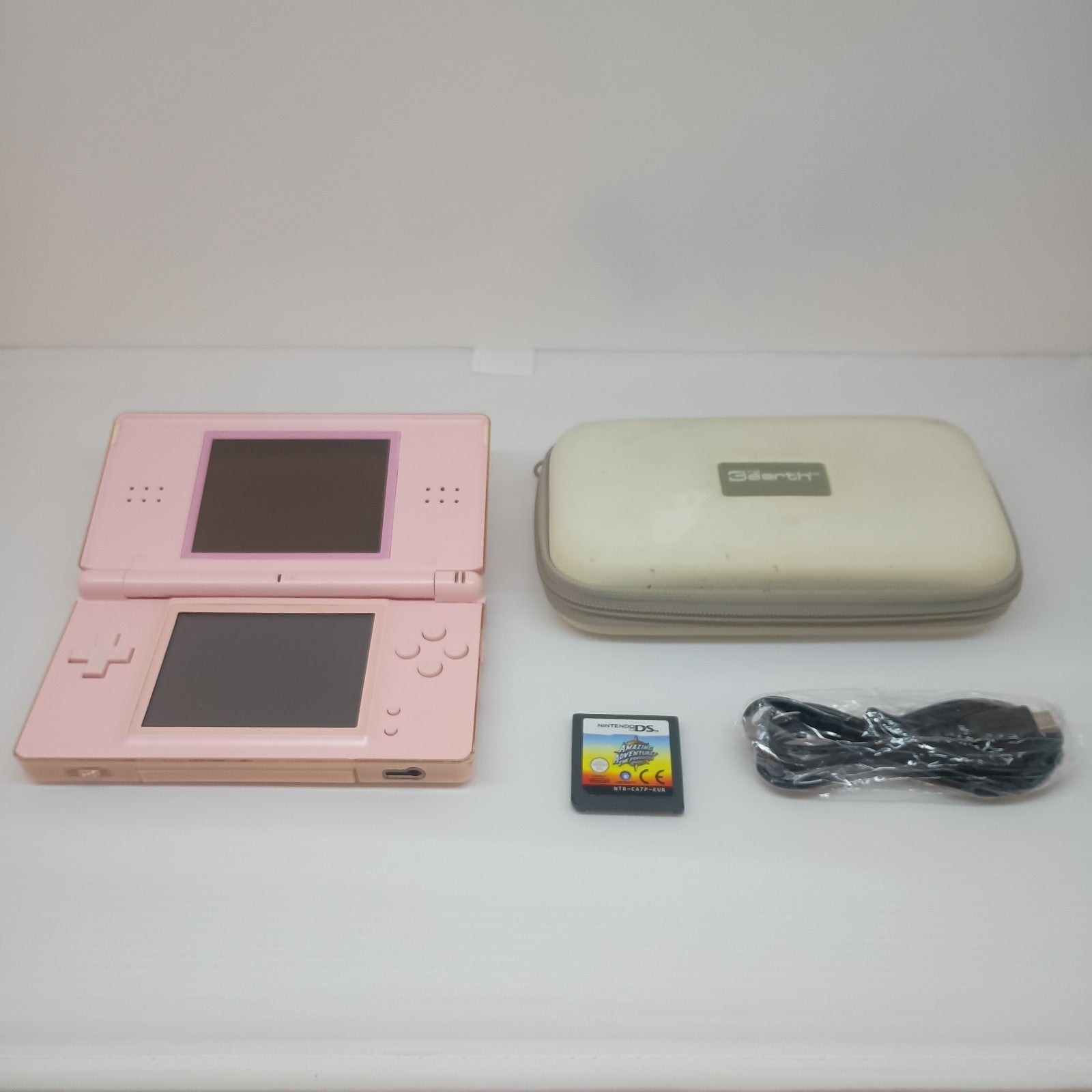 Nintendo Ds Lite Pink Handheld System + Charge Cable & Game