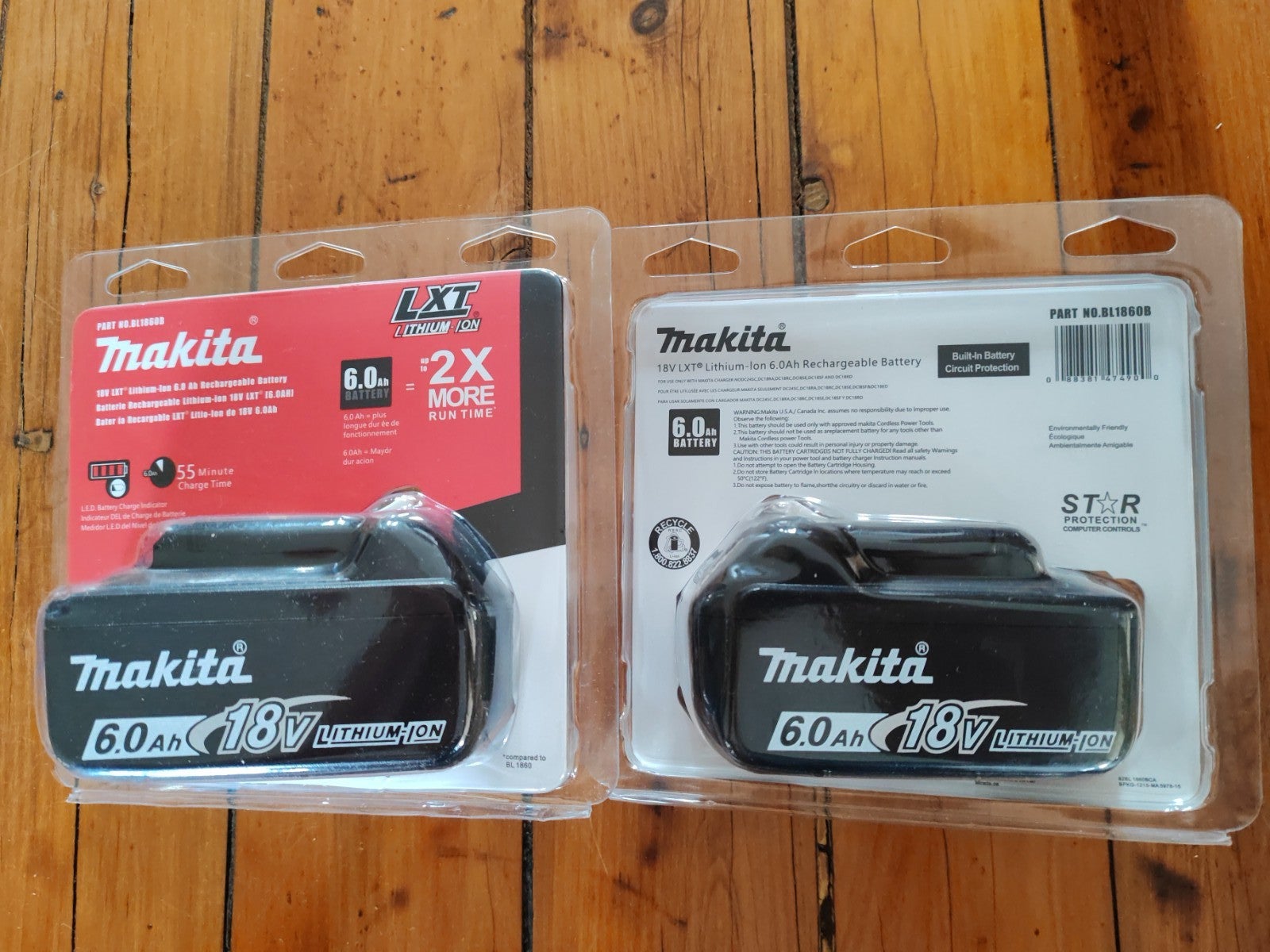 Genuine 2pack Makita Bl1860b 18v 6.0ah Lxt Lithium Battery Brand