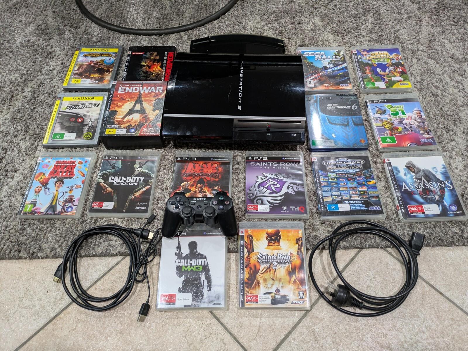 Playstation 3 40gb Fat Console Ps3 With 16 Games And Controller