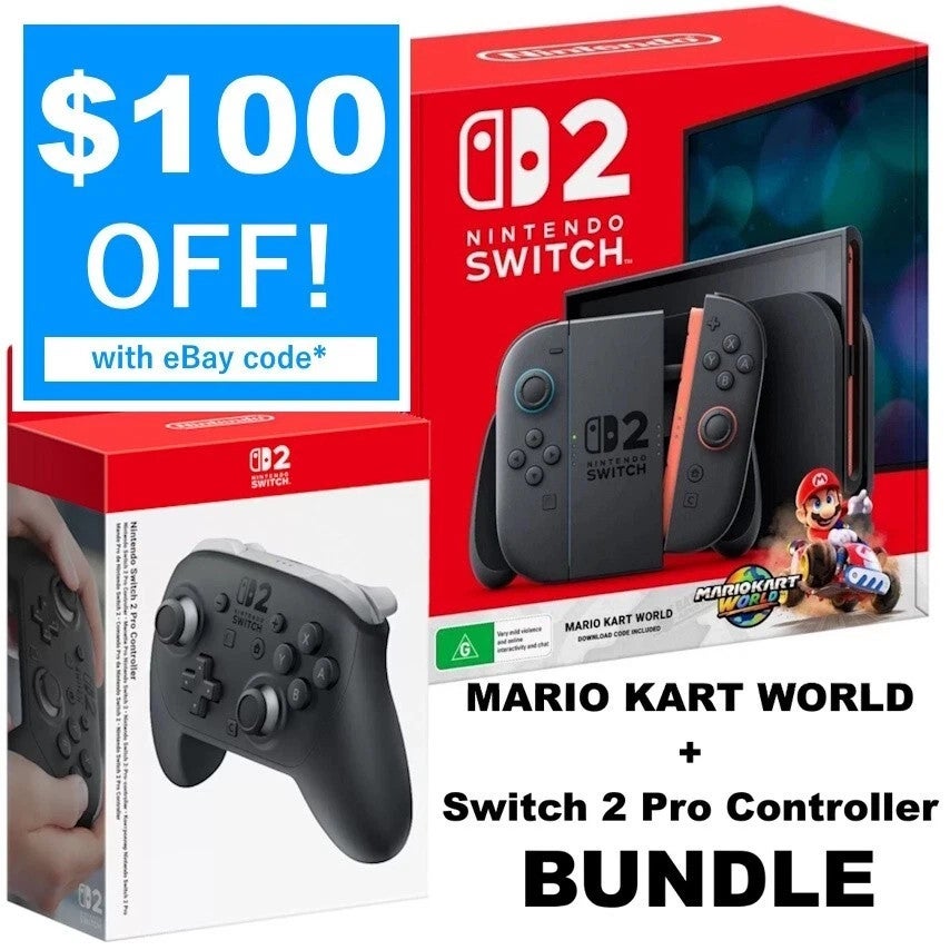 Nintendo Switch 2 Console + Mario Kart World Game + S2 Pro Controller Bundle