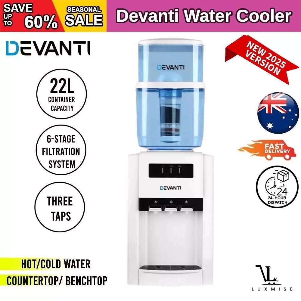 Devanti 22l Bench Top Water Cooler Dispenser With Three Taps - White