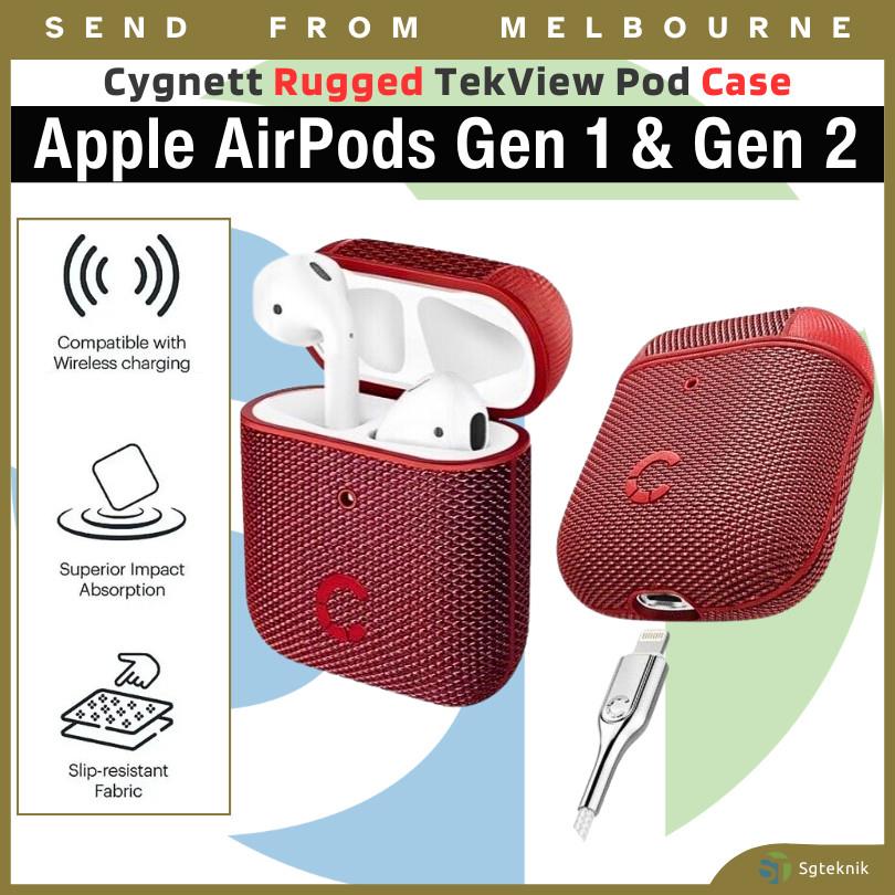 Cygnett Tekview Rugged Case For Apple Airpods 2nd / 1st Gen 360 Cover (red)