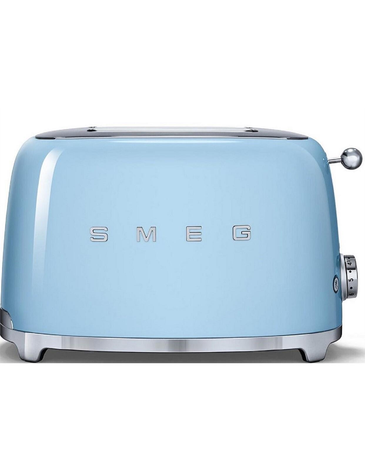 Smeg 50s Retro Style 2 Slice Toaster Pastel Blue Tsf01pbau Kitchen Toasters