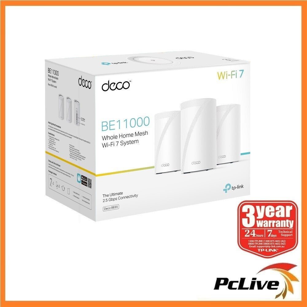 Tp-link Deco Be65 V3 3 Pack Be11000 Whole Home Mesh Wifi 7 System