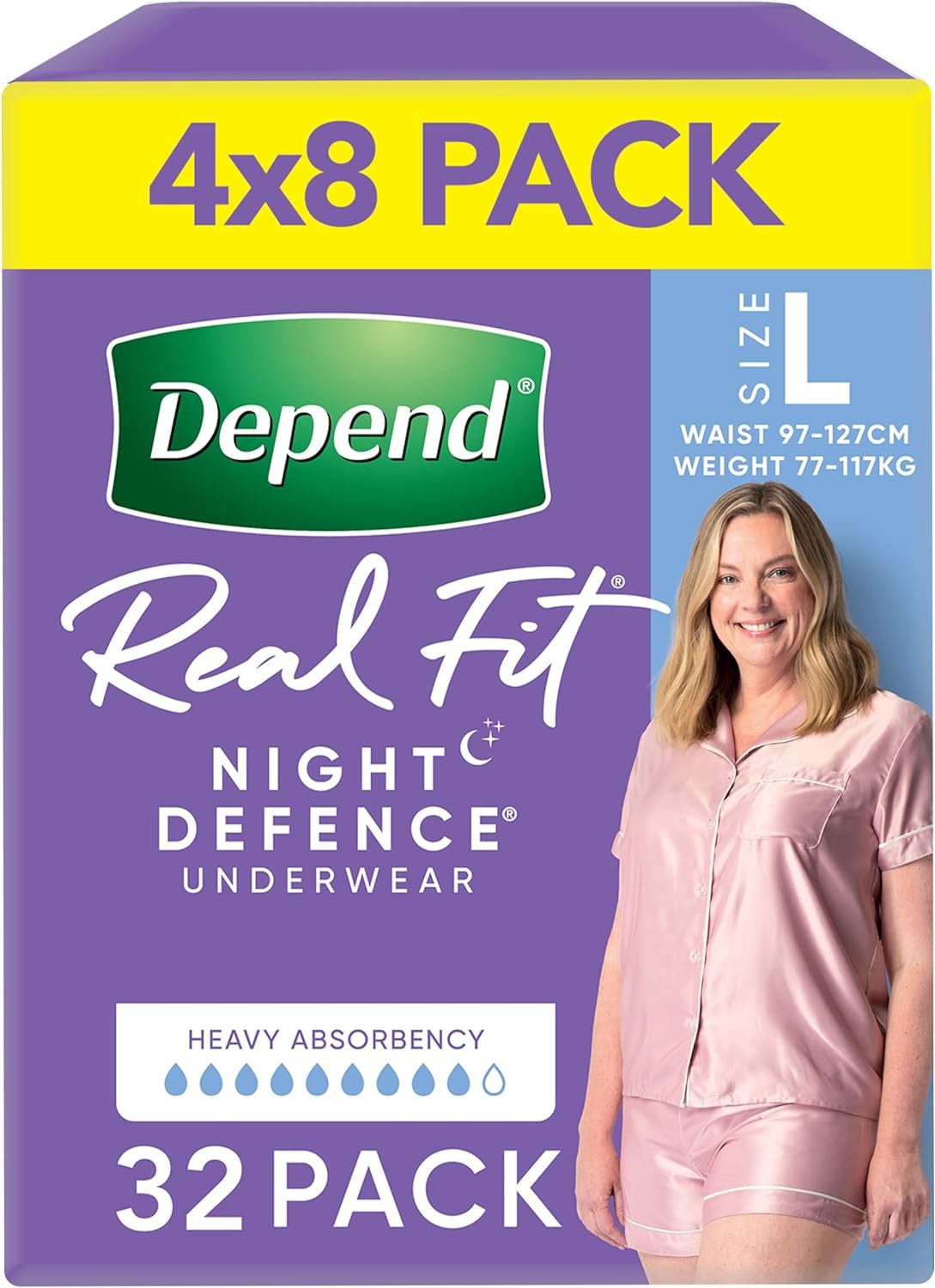 Depend Real Fit Night Defence Incontinence Underwear Women Large 32
