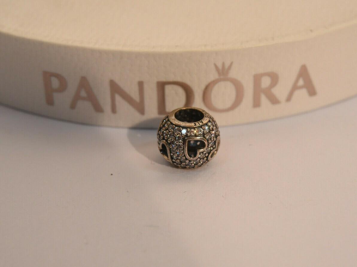 Pandora Tumbling Hearts Openwork Charm - Sterling Silver & Cz -