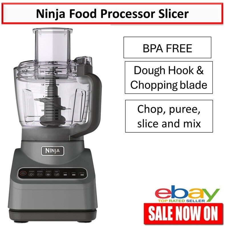 Ninja 2.1l Food Processor Electric 850w Dough Mixer Chopper Slicer Puree Black