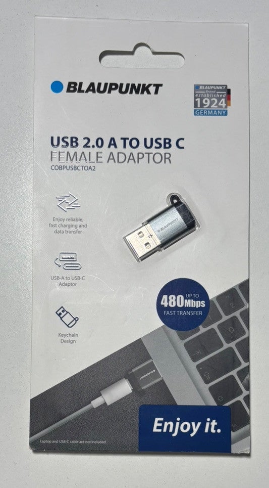 Blaupunkt Keychain Usb 2.0 A To Usb C Female Adaptor 480mb/s Charge Data