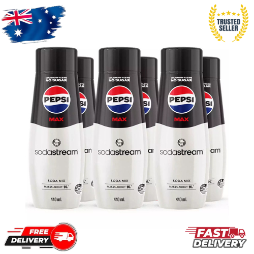 6x Sodastream Pepsi Max Syrup Mix No Sugar 440ml Sparkling Soft Drink Bulk