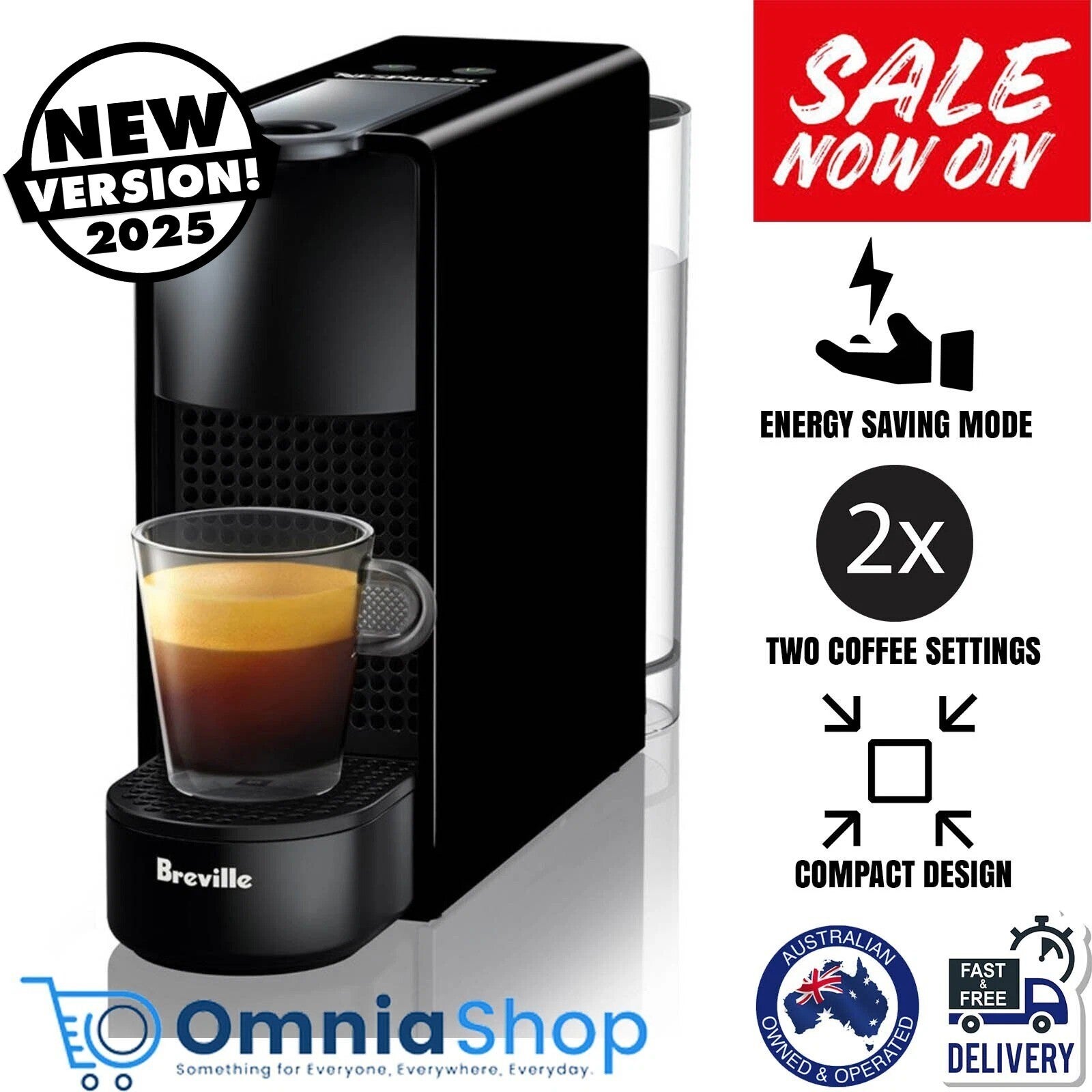 Breville Nespresso Essenza Mini Solo Coffee Espresso Machine Black