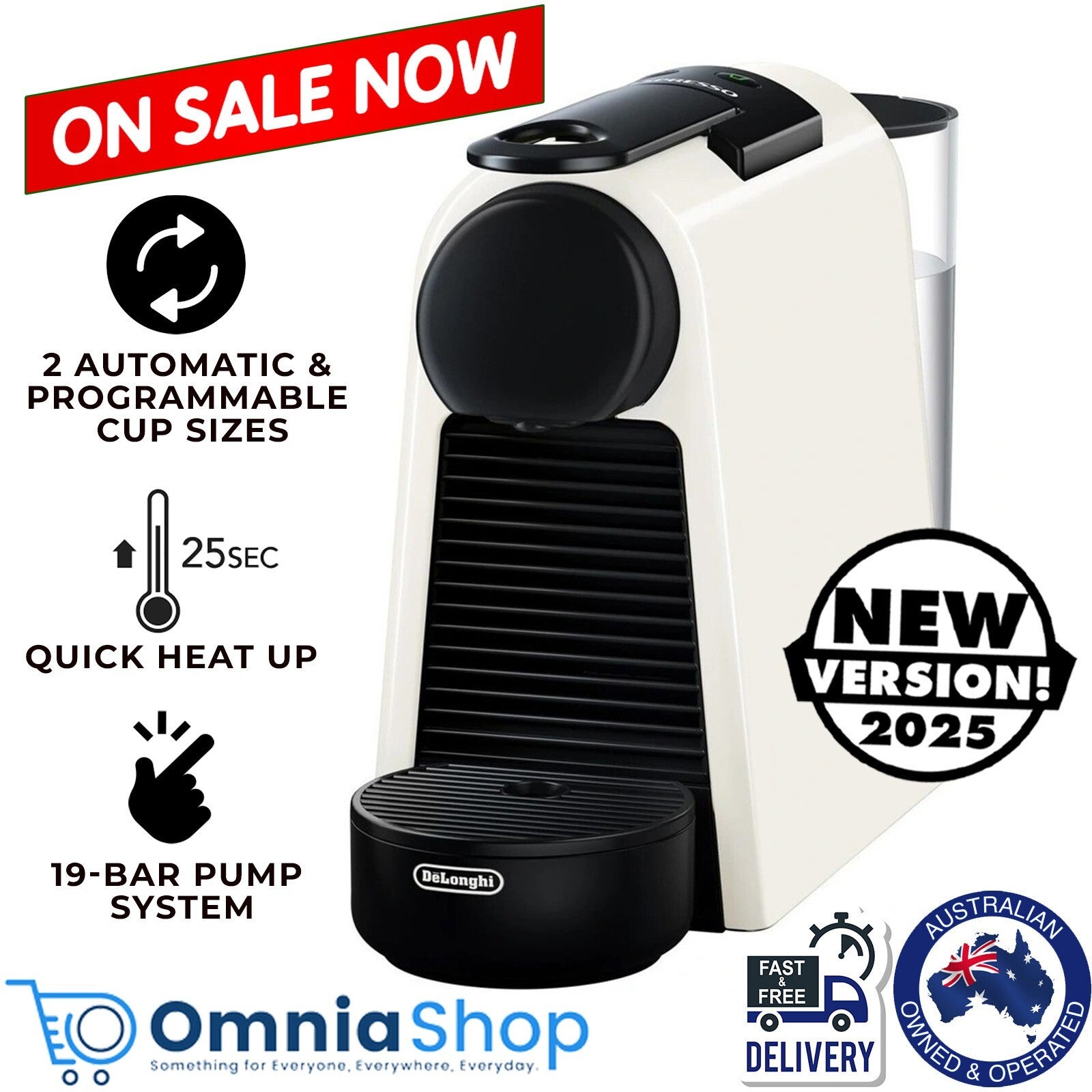 Nespresso By Delonghi Essenza Mini Capsule Coffee Machine Automatic Pod White
