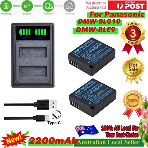 2 Battery + Charger For Panasonic Dmw-ble9e Dmw-blg10,lumix Dc-zs200/tz200 Tz220