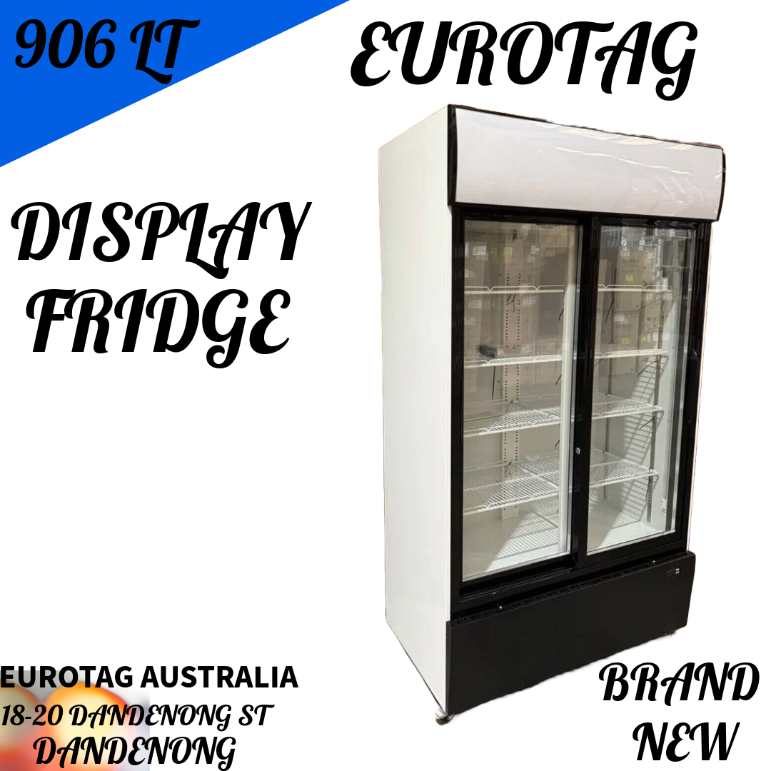 Eurotag 906lt Two Sliding Glass Door Commercial Upright Display Fridge Brand