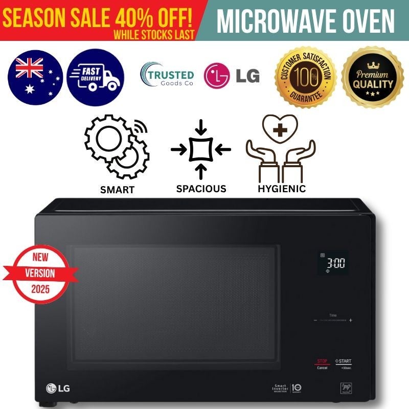 Lg 42l Smart Inverter Microwave Oven In Black Anti-bacterial Quick Start Cooker