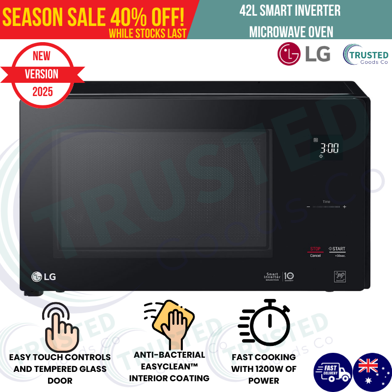 Lg 42l Smart Inverter Microwave Oven In Black Anti-bacterial Quick Start Cooker