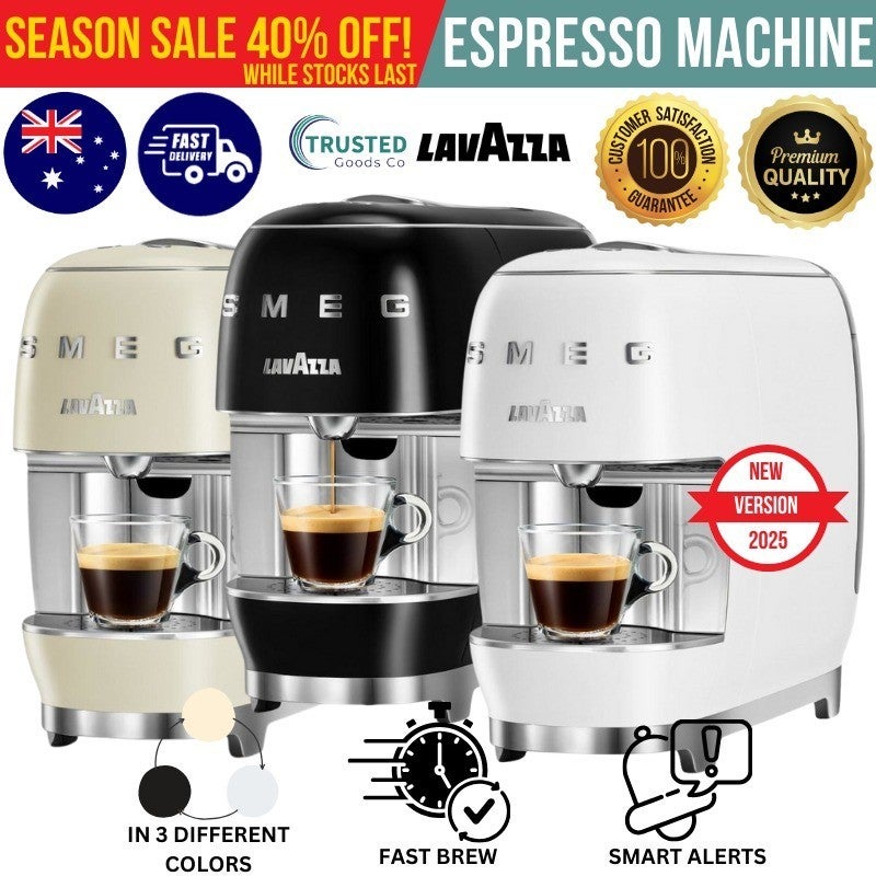 Lavazza A Modo Mio Smeg Capsule Coffee Machine Retro Italian Design 3 Colours