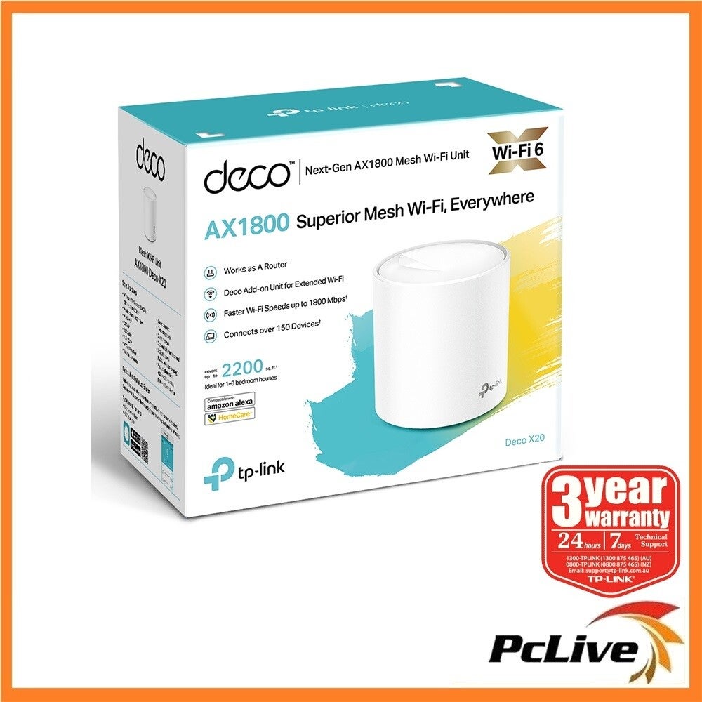 Tp-link Deco X20 Ax1800 Wifi 6 Wireless Gigabit Router Home Mesh Range Extender