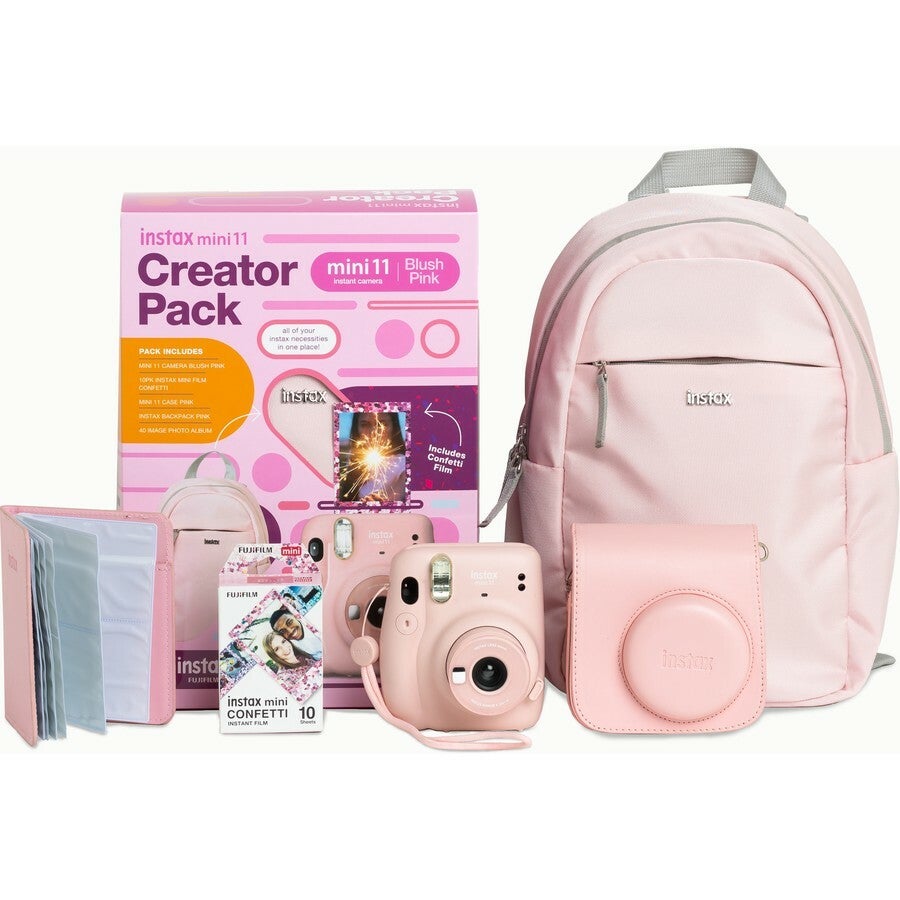 Fujifilm Instax Mini 11 Camera Creator Bundle Fun Accessory Backpack, Blush Pink