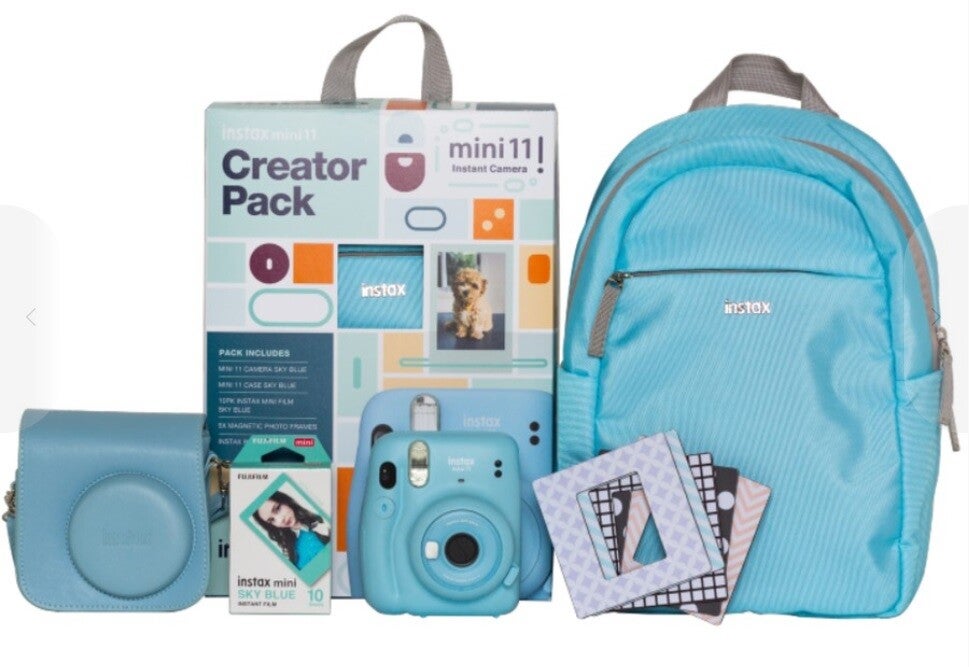 Fujifilm Instax Mini 11 Camera Creator Pack Bundle Fun Accessory Backpack Blue