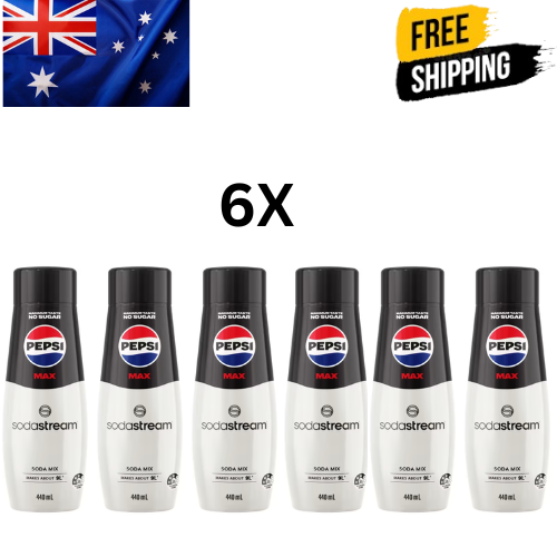 6x Sodastream Pepsi Max Syrup Mix No Sugar 440ml Sparkling Soft Drink Bulk