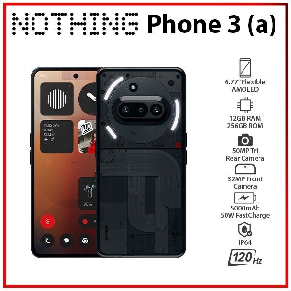 Nothing Phone 3(a) 5g Black 12gb+256gb Dual Sim Unlocked Android Mobile Phone Au