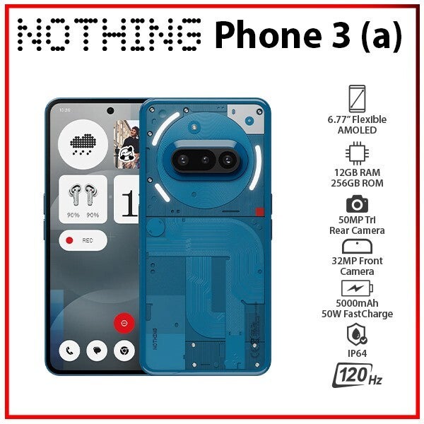 Nothing Phone 3(a) 5g Blue 12gb+256gb Dual Sim Unlocked Android Mobile Phone Au