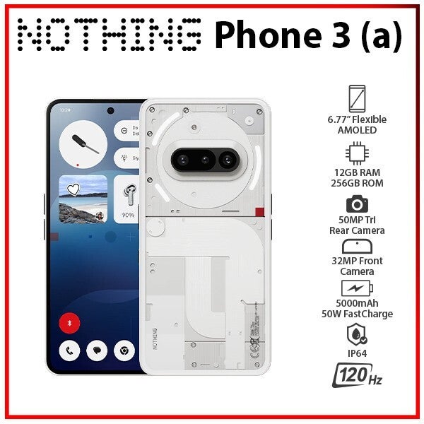 Nothing Phone 3(a) 5g White 12gb+256gb Dual Sim Unlocked Android Mobile Phone Au