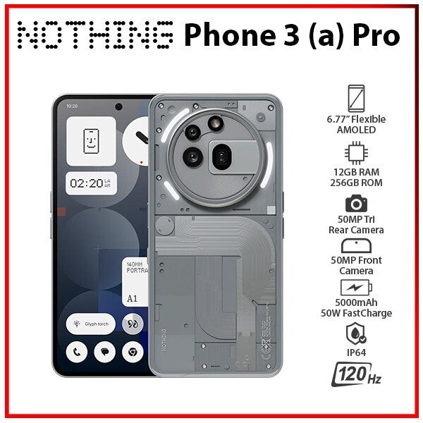 Nothing Phone 3(a) Pro Grey 12gb+256gb Dual Sim Unlocked Android Mobile Phone