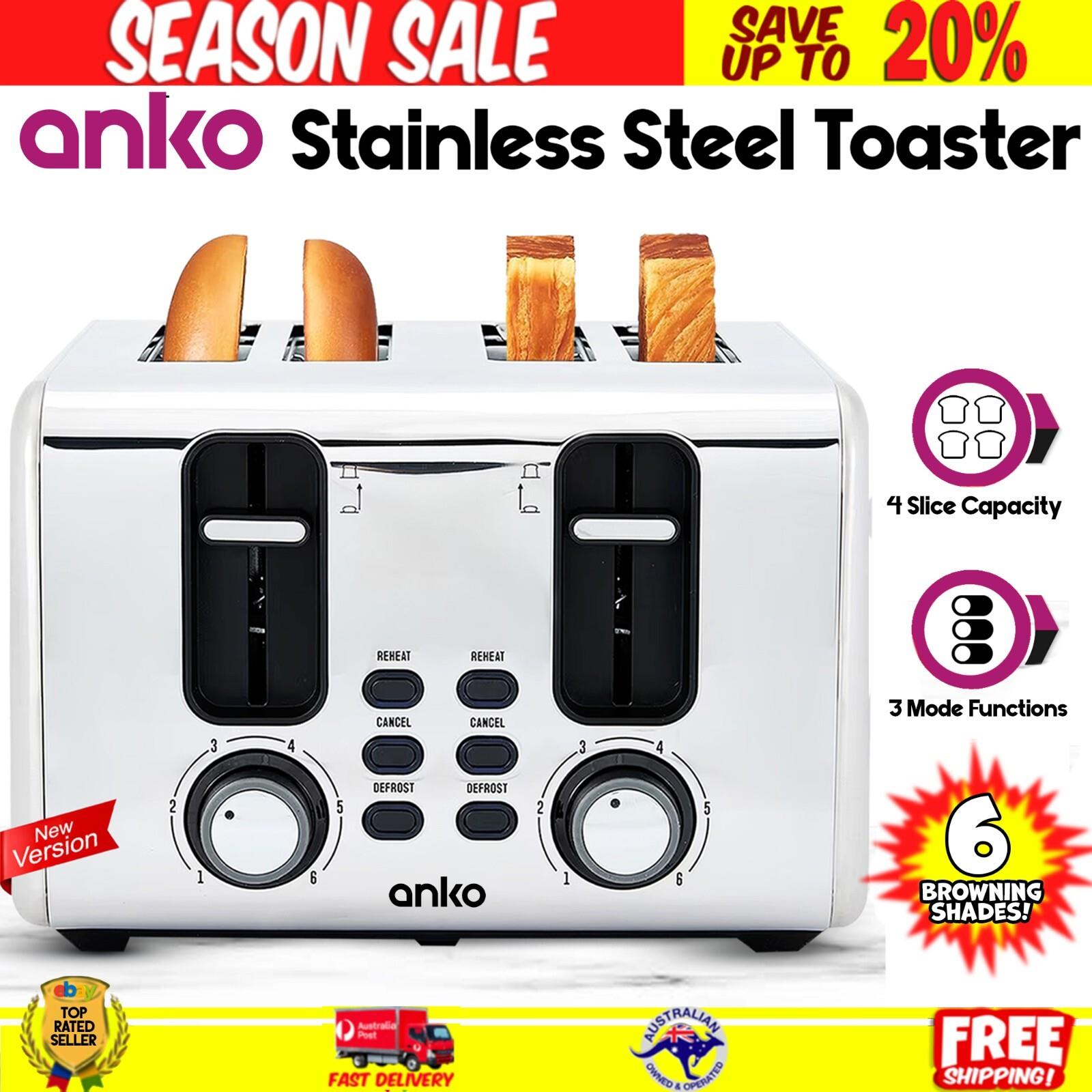 Anko Toastie Slice 4 Slice Toaster Stainless Steel Bread Toaster Brand