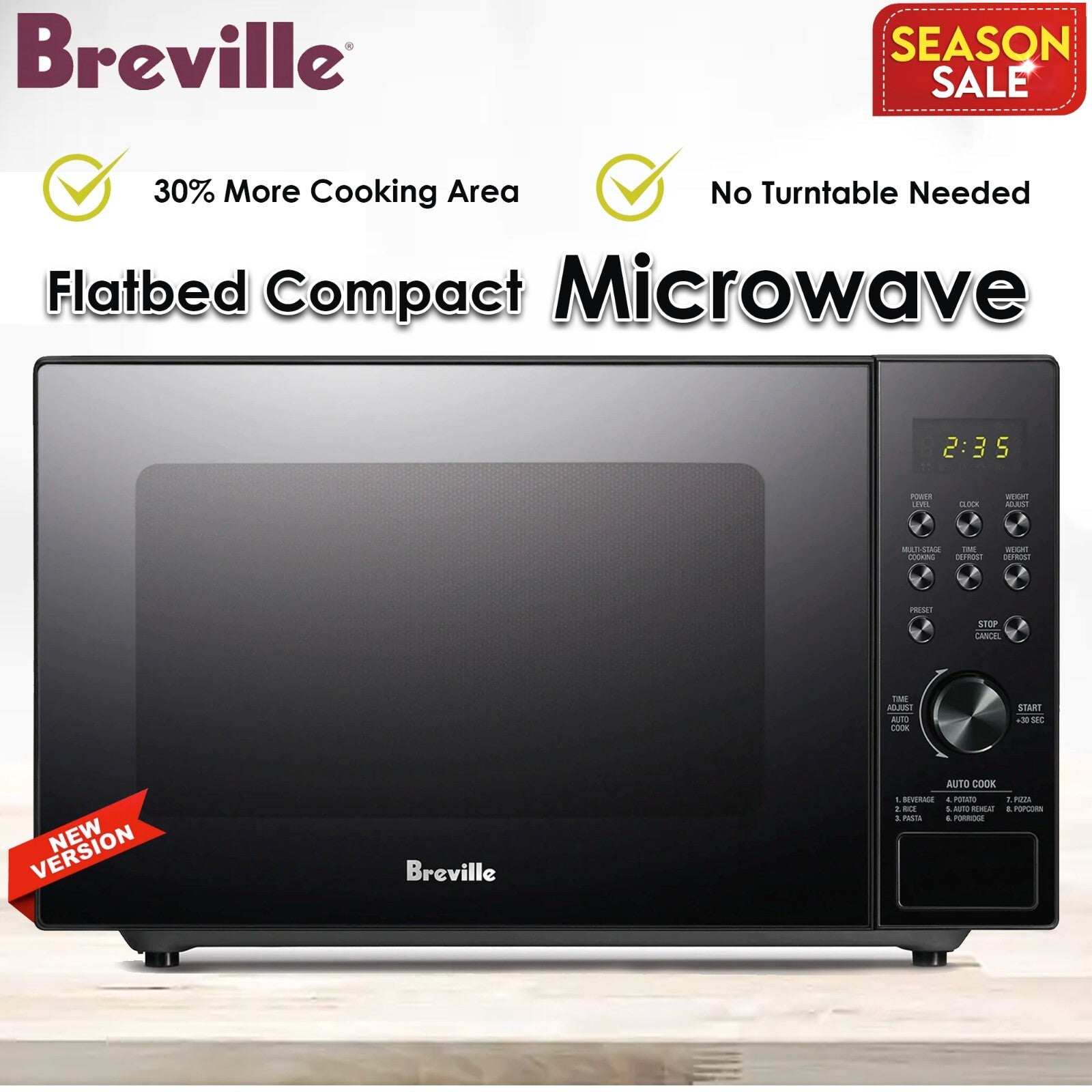 Breville Flatbed Compact Microwave More Cooking Area Microwave Oven Stainless
