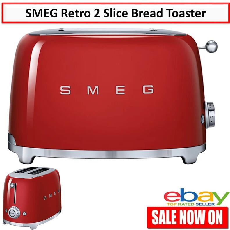 Smeg 2 Slice Toaster Bread Bagel Muffin Retro Slots 6 Browning Panini Waffle