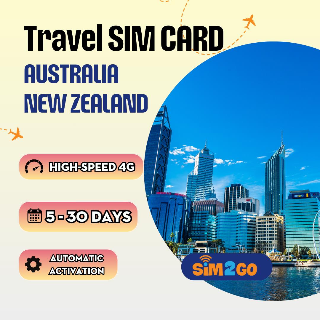 Australia & Zealand Travel Sim Card Unlimited Data Plan