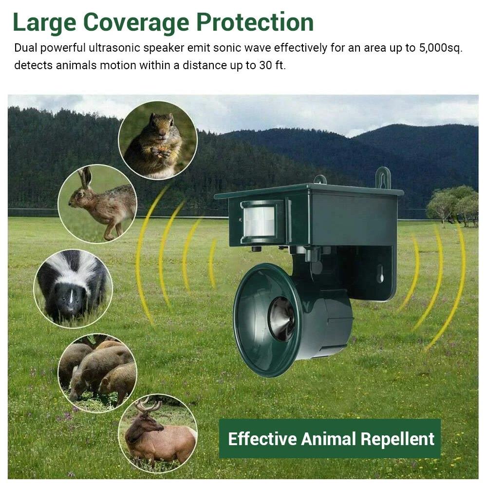 Solar Ultrasonic Bird Repeller Animals Motion Sensor Pest Rat Deterrent Scarer