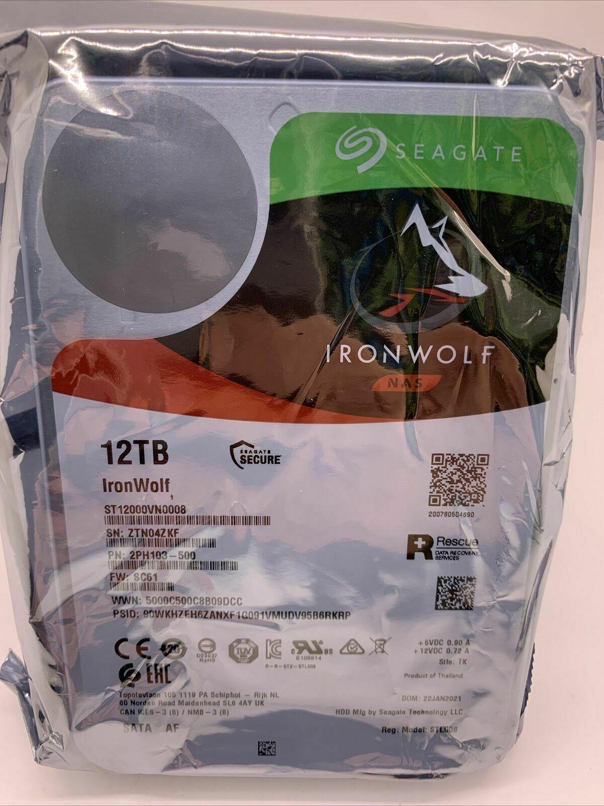 Seagate St12000vn0008 12tb Ironwolf 3.5"sata 7200rpm Internal Hard Drive Hdd