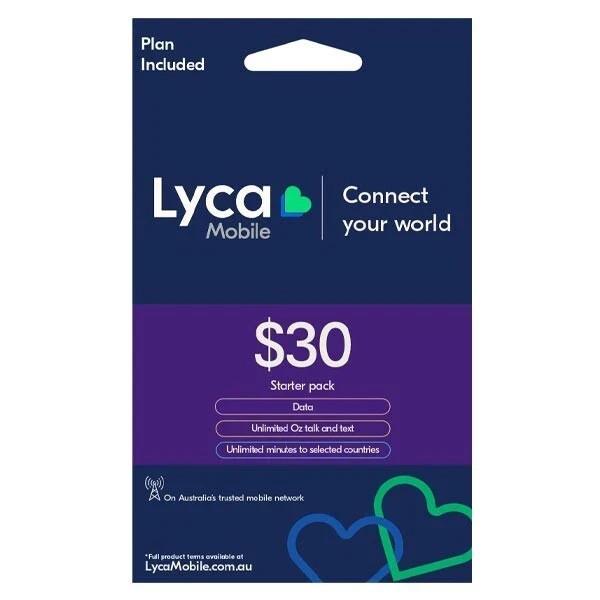 $39 Optus Pre-paid Sim Cards$30 Lyca Pre-paid Sim Cards