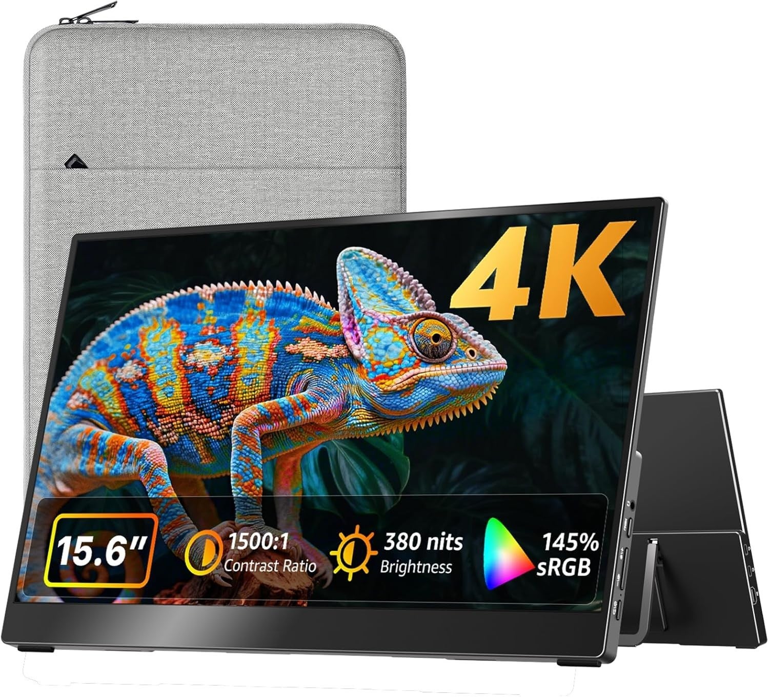 Portable Monitor 15.6 Inch 4k Uhd 145% Srgb 60hz, Portable Screen For Laptop Mac