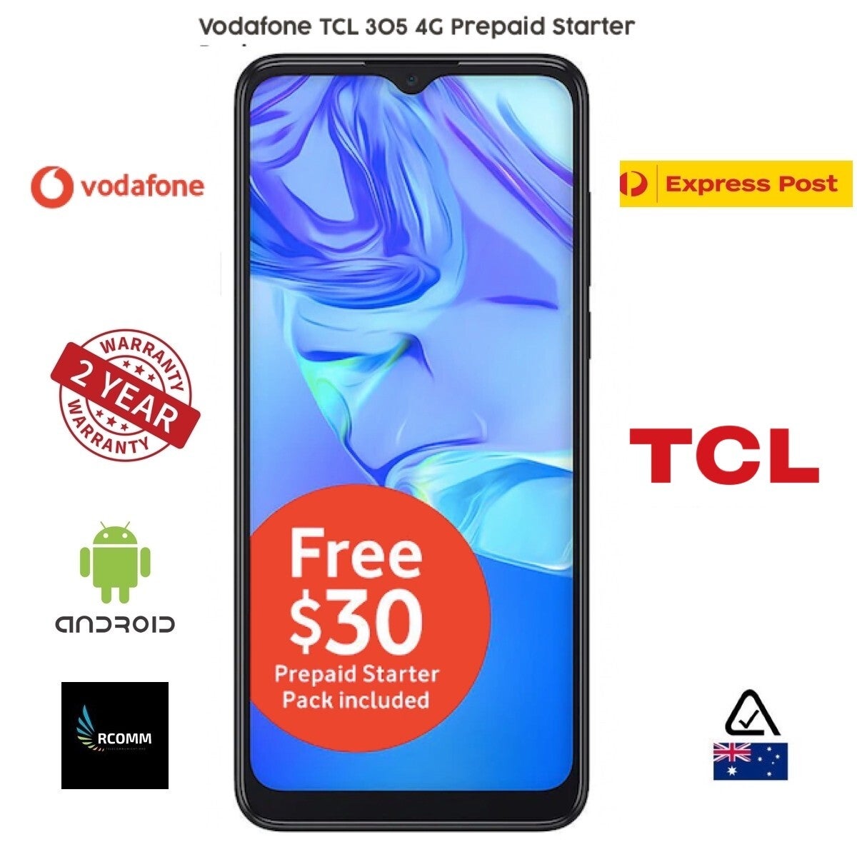Vodafone Tcl 305 4g 6.52 Hd 13mp Fingerprint Faceunlock Grey Bonus Sim
