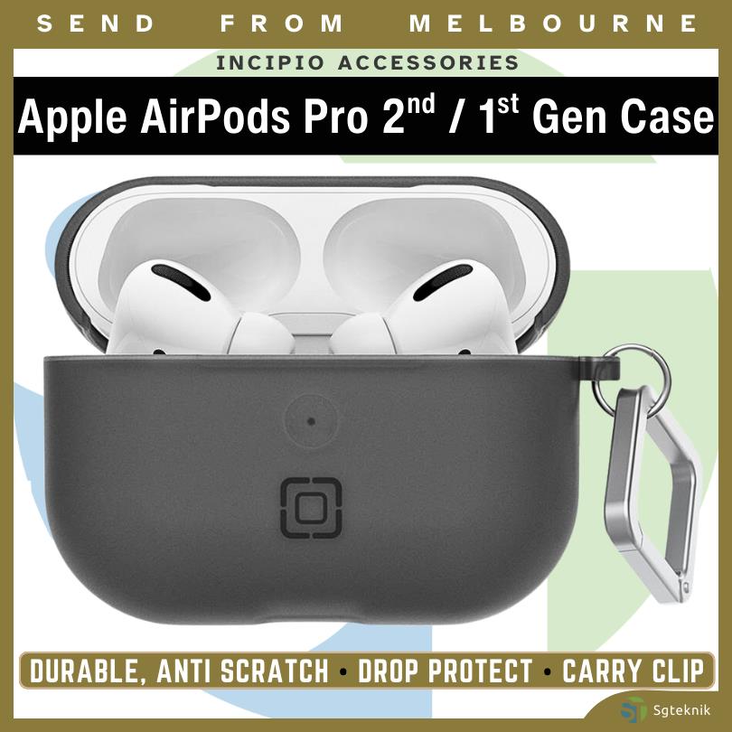 Incipio Apple Airpods Pro 2nd Gen | 1st Gen Silicone Case W Carry Clip Grey