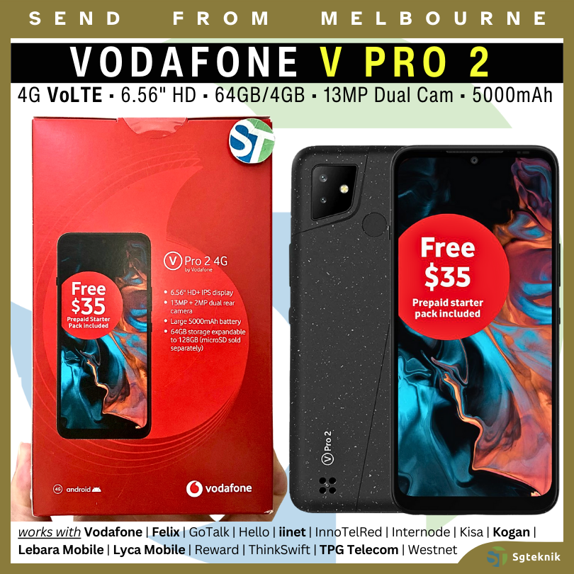 Vodafone V Pro 2 4g Volte (6.56'' Hd 64gb 13mp Cam Fm Radio) Android Black